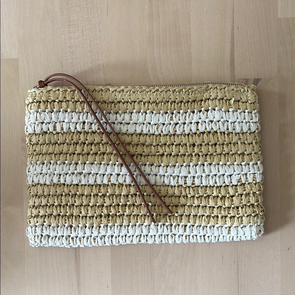 GAP Woven Straw Clutch with White Accents